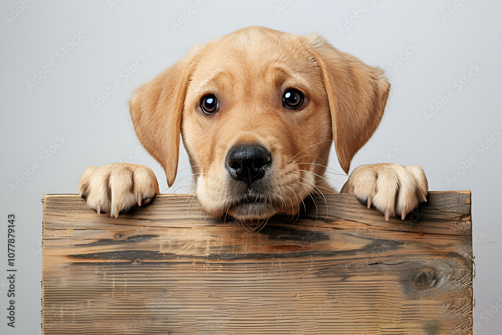 Dog with blank board on white background Dog with blank board on white background