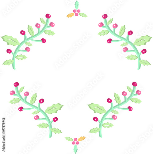 Christmas holly jolly frame label, 3D illustration