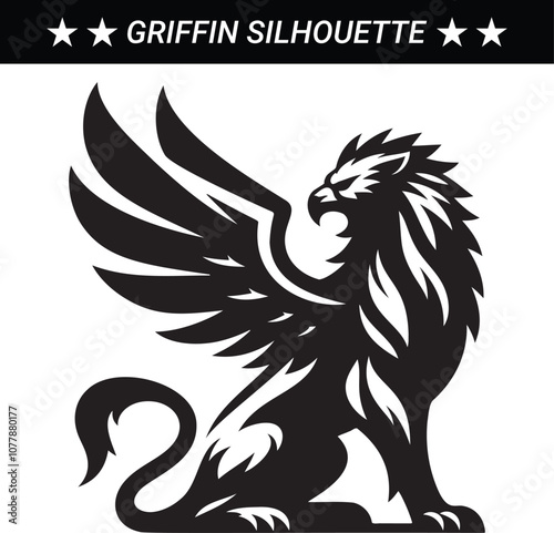 Mythical Griffin silhouette vector illustration photo