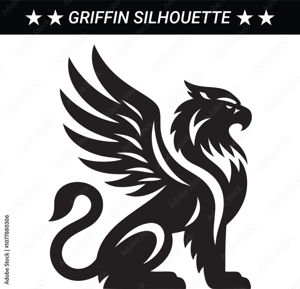 Mythical Griffin silhouette vector illustration Mythical Griffin silhouette vector illustration