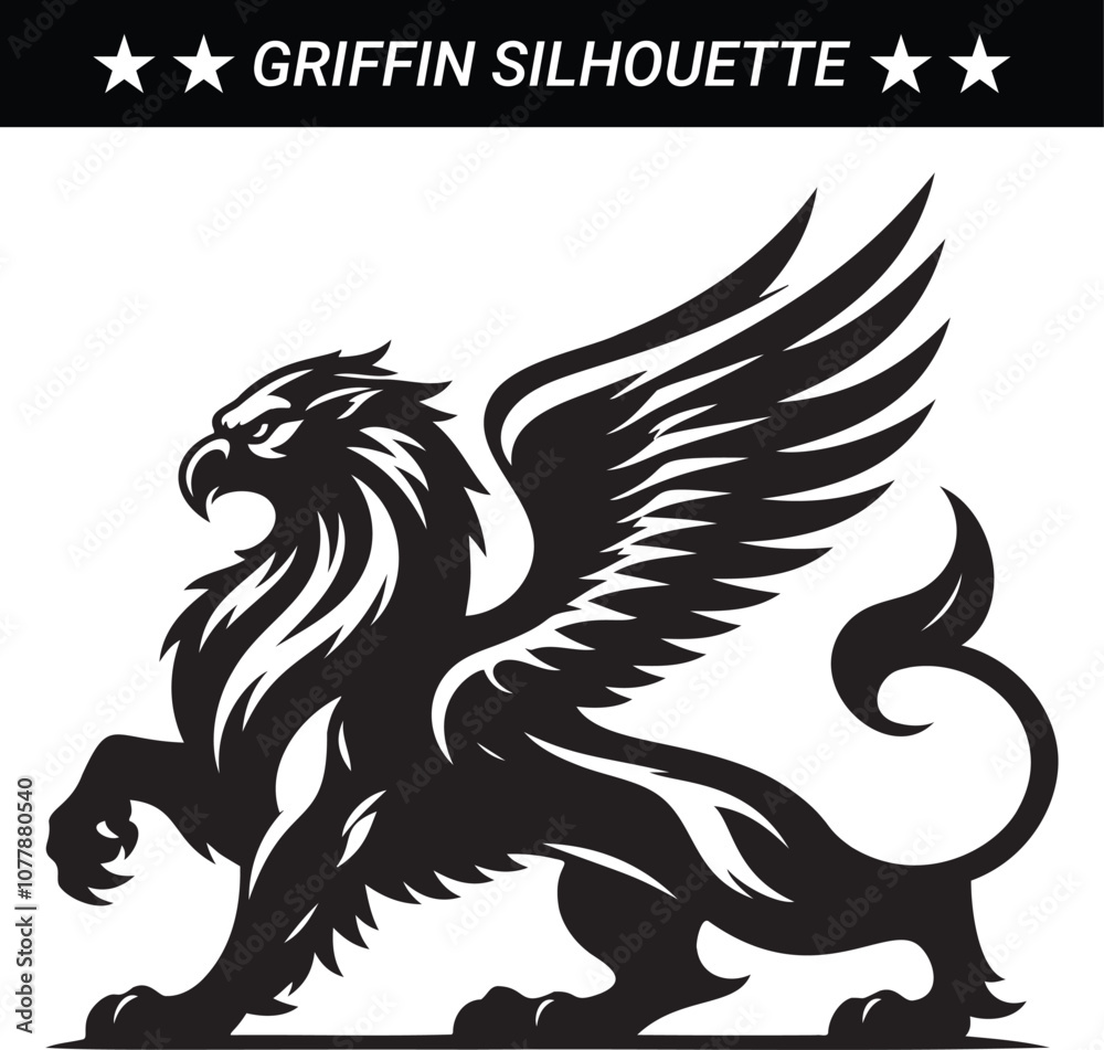 Mythical Griffin silhouette vector illustration Mythical Griffin silhouette vector illustration