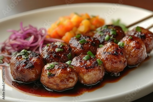 gobi manchurian appetizer elegantly presented on a pristine white plate showcasing vibrant colors and textures enticing the viewer with its mouthwatering appearance