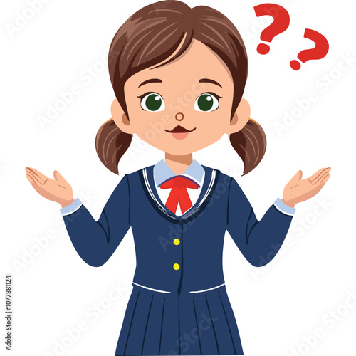 Portrait of a confused girl wearing a school uniform