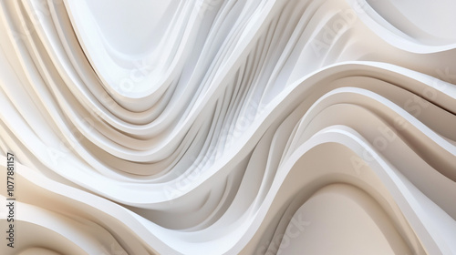 Abstract Flowing Waves in Soft Neutral Tones. A serene and elegant design featuring smooth, flowing waves in soft neutral colors, perfect for modern decor or digital backgrounds