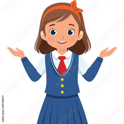 Portrait of a confused girl wearing a school uniform