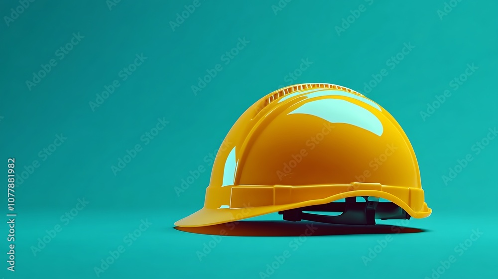 Fototapeta premium Bright Yellow Construction Safety Helmet