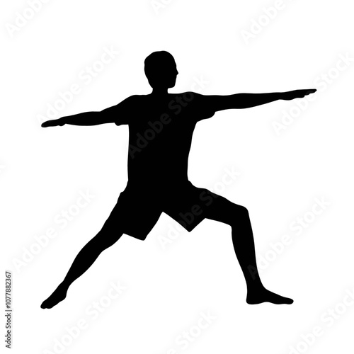 Male doing Yoga silhouettes vector illustration. Yoga poses male.