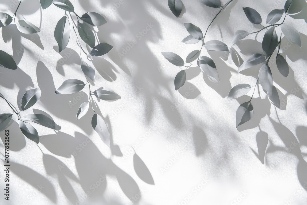 Silhouetted Leaves and Shadows on a White Background Silhouetted Leaves and Shadows on a White Background