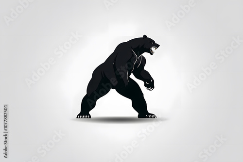 fierce, muscular bear logo in minimalist style, showcasing strength and power photo