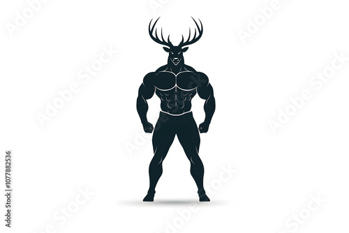 Wallpaper Mural muscular stag logo with angry expression, showcasing strength and power Torontodigital.ca