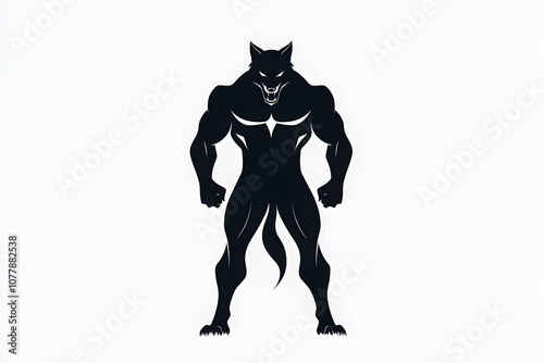 simple minimalist logo of angry muscular wolf silhouette photo