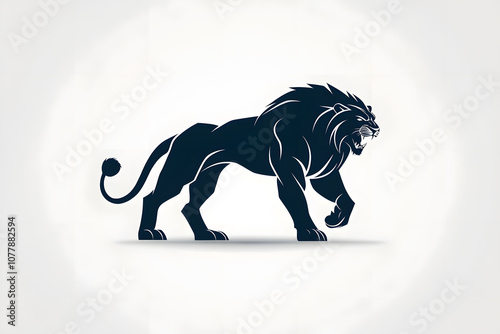 strong, minimalist logo featuring fierce, muscular lion in profile photo