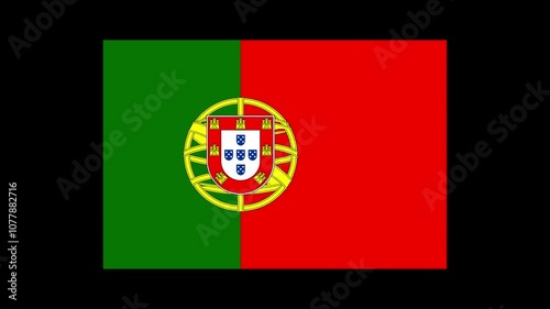 Portugal Country Flag Shapes and Elements Construction Animation