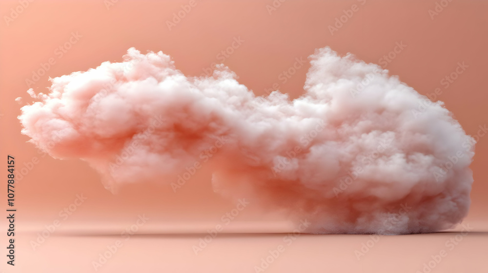 White Cloud on a Peach Background 3D Illustration White Cloud on a Peach Background 3D Illustration