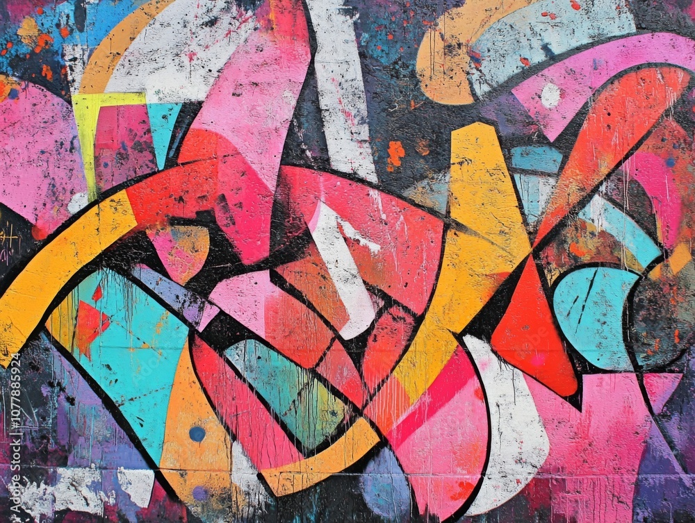 Fototapeta premium Abstract Urban Graffiti Art on a Wall