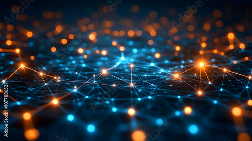 Abstract Blue and Orange Network Illustration