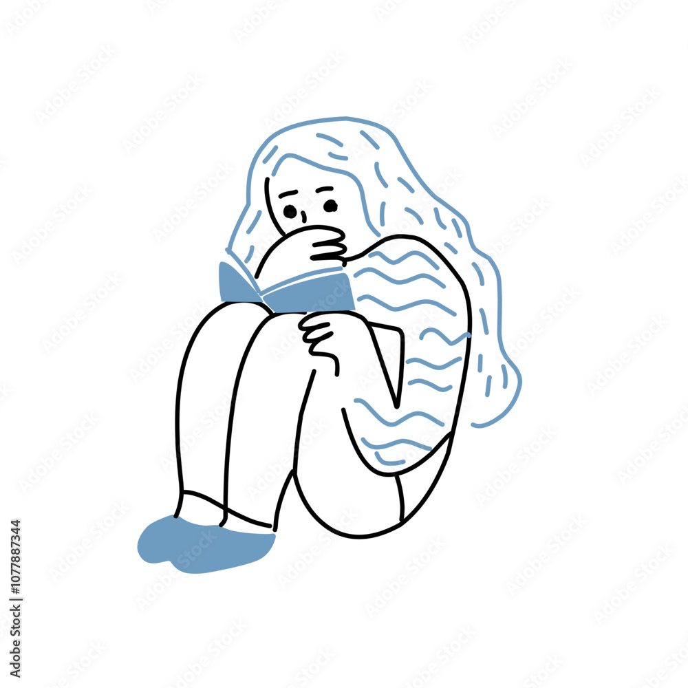 People reading book illustration