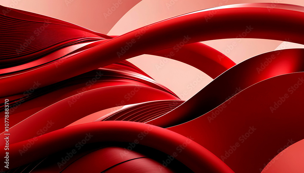 Fototapeta premium Bright red abstract background adorned with gentle, flowing waves, suitable for various creative design projects.