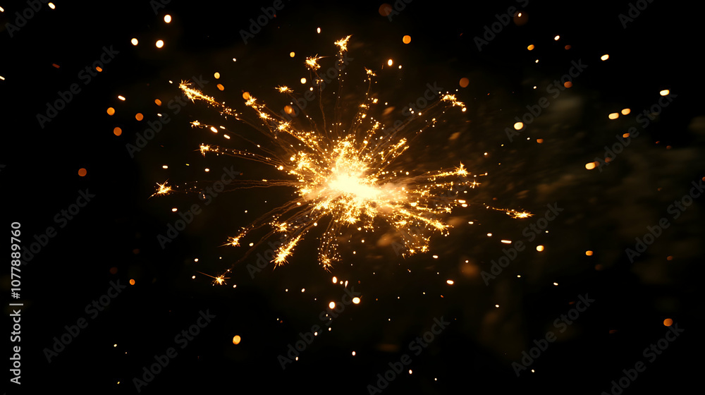 Obraz premium Abstract Background with Golden Sparks on Black
