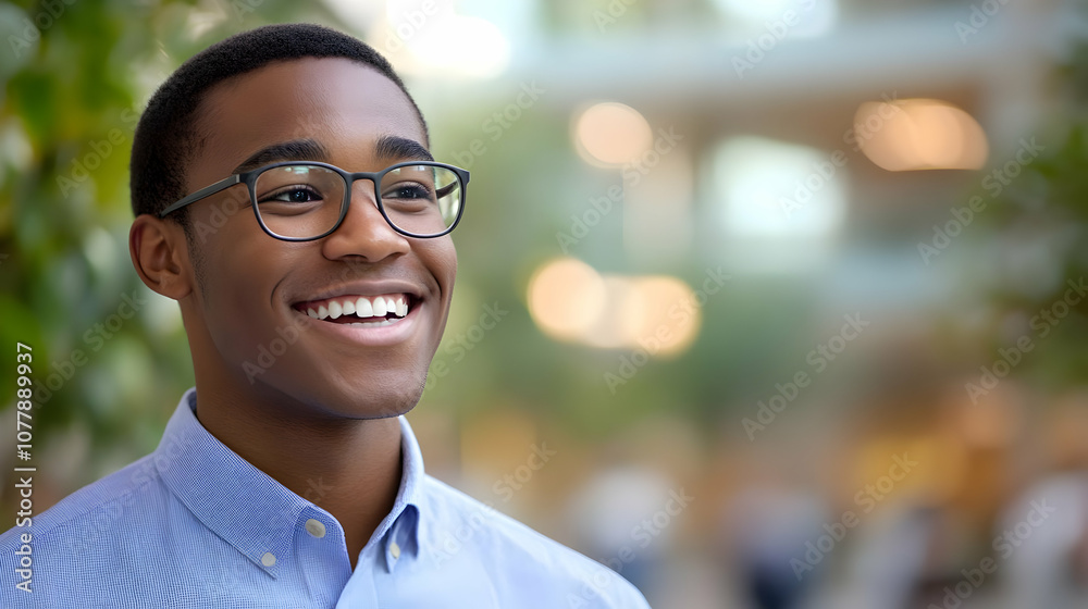 Fototapeta premium Smiling Man with Glasses - Photo