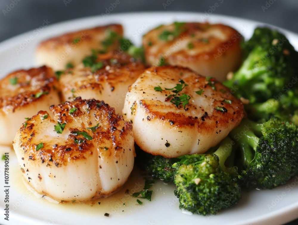 Pan-Seared Scallops with Roasted Broccoli