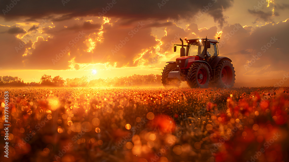 Sustainable Farming Progress at Sunset Sustainable Farming Progress at Sunset