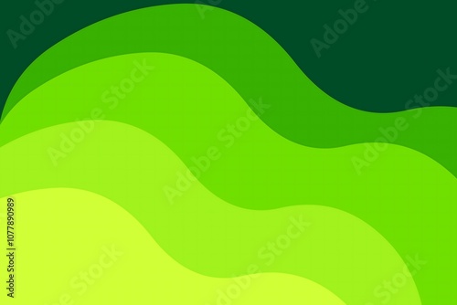 Abstract green background with wavy paper cut design. Nature concept 