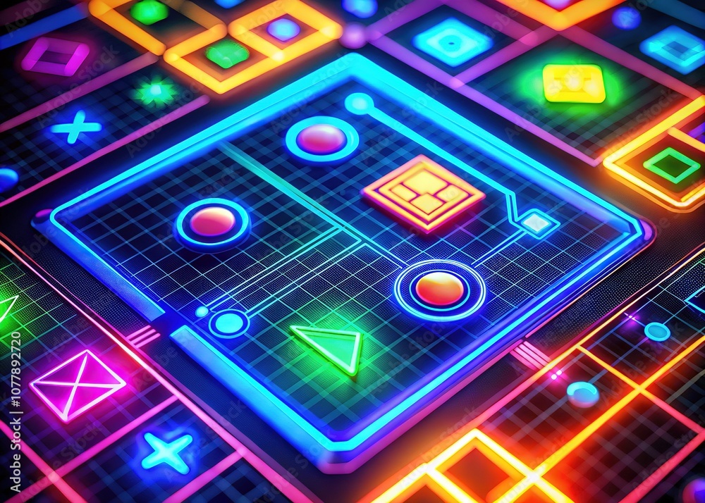 Low Light Computer Game UI, Minimalist Line Art, Digital Interface Low Light Computer Game UI, Minimalist Line Art, Digital Interface