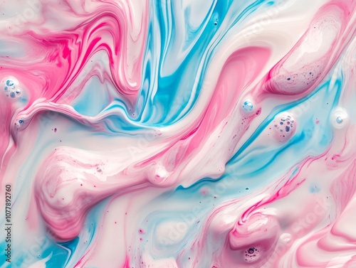 Wallpaper Mural Abstract Swirling Pink and Blue Paint with Bubbles Torontodigital.ca