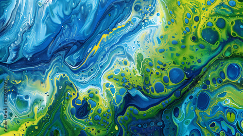 Art color painting background. Abstract blue, green texture. Modern paint pattern. Fractal artwork for creative graphic design
