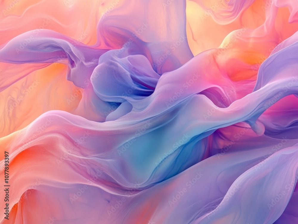 Fototapeta premium Abstract Swirling Colors of Pink, Blue, and Yellow