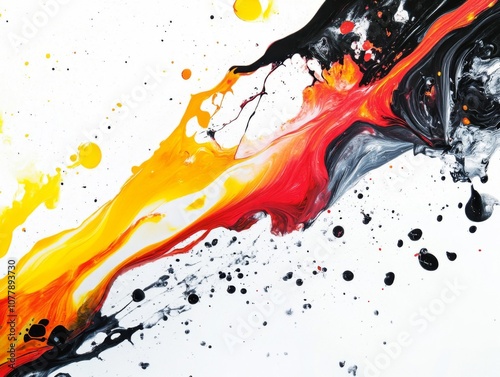 Wallpaper Mural Abstract Swirling Paint with Black, Red, Yellow, and White Splashes Torontodigital.ca