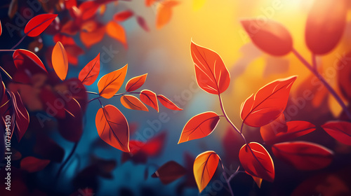 Autumn fall leaves background cinematic. Cinematic. Illustration