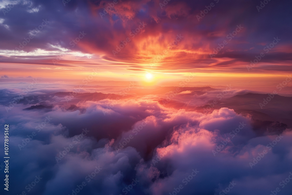 A stunning aerial sunrise captured by a drone, the warm light illuminating the landscape from above. A stunning aerial sunrise captured by a drone, the warm light illuminating the landscape from above.