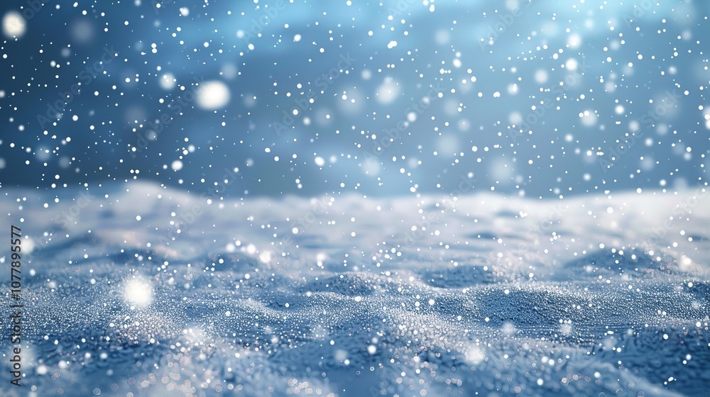 Winter Background with Snowflakes, Stars, and Falling Snow Winter Background with Snowflakes, Stars, and Falling Snow