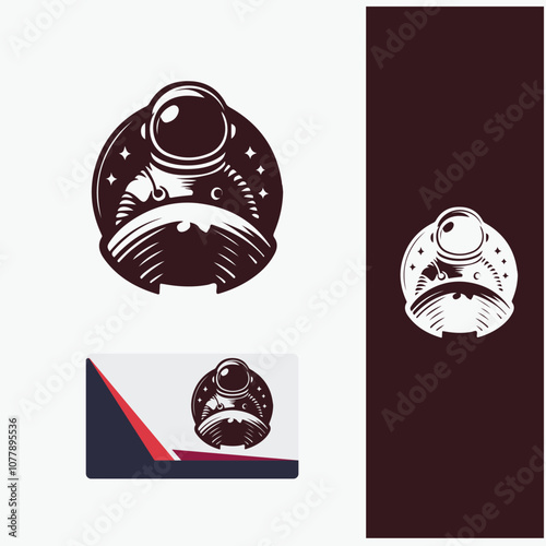 Retro Astronaut Logo Design in Vintage Style photo