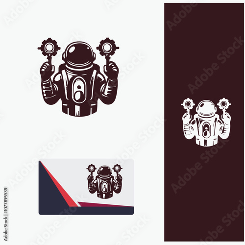 Retro Astronaut Logo Design in Vintage Style photo