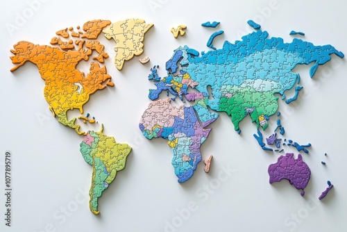 Assembled puzzle map of the world