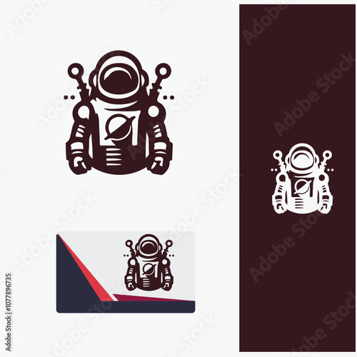 Retro Astronaut Logo Design in Vintage Style photo