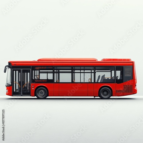 A red bus isolated on a white background.