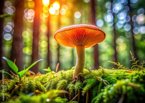 Spring Forest Sarcoscypha austriaca Mushroom Closeup - Documentary Photography photo