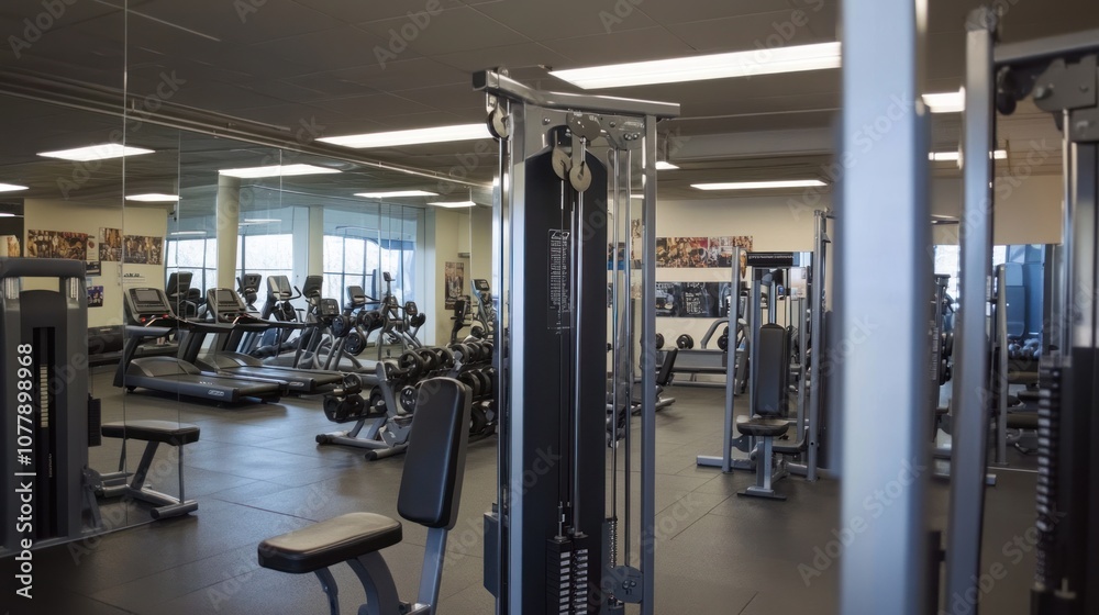 Empty Gym with Weight Machines Empty Gym with Weight Machines