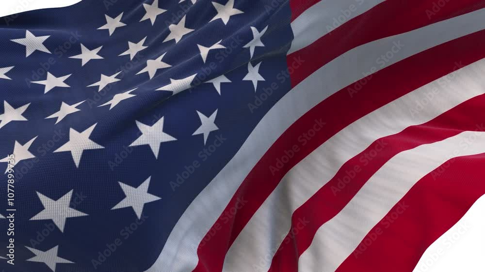 American flag waving and swirling, looping Close-up camera angle with ...