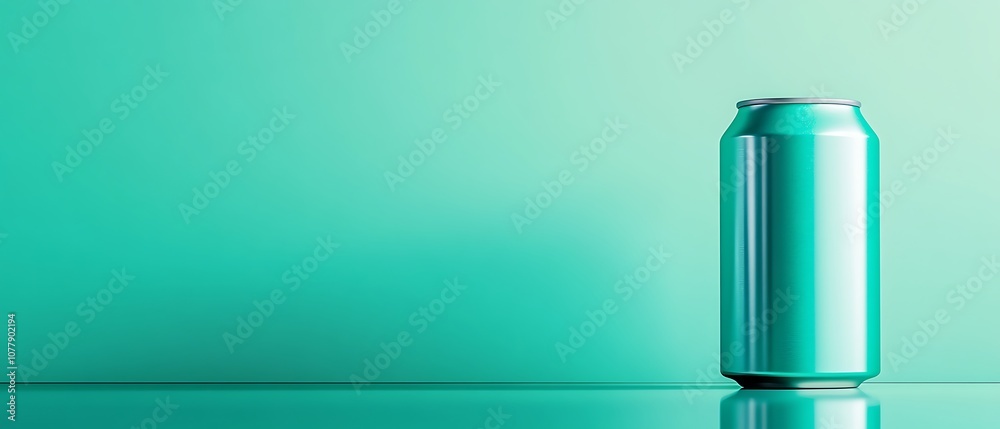 Minimalist Drink Can on Teal Background Minimalist Drink Can on Teal Background