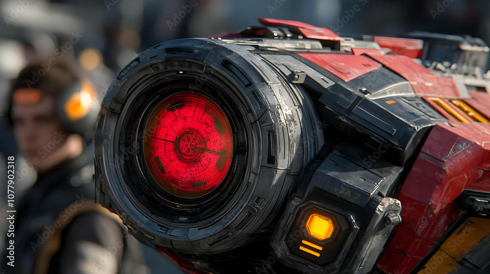 Fototapeta premium Red and Black Futuristic Machine Illustration