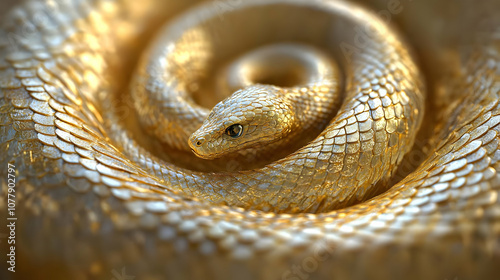 Golden Snake 3D Illustration photo