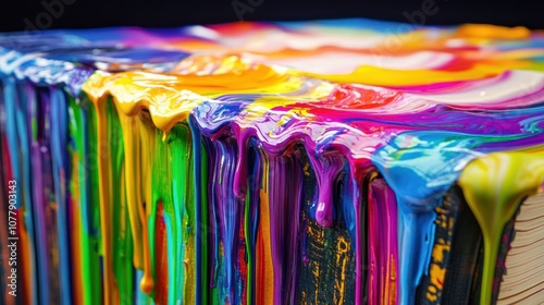 Colorful Dripping Paint On Books