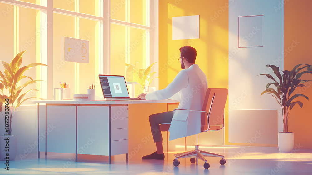Fototapeta premium doctor working on laptop