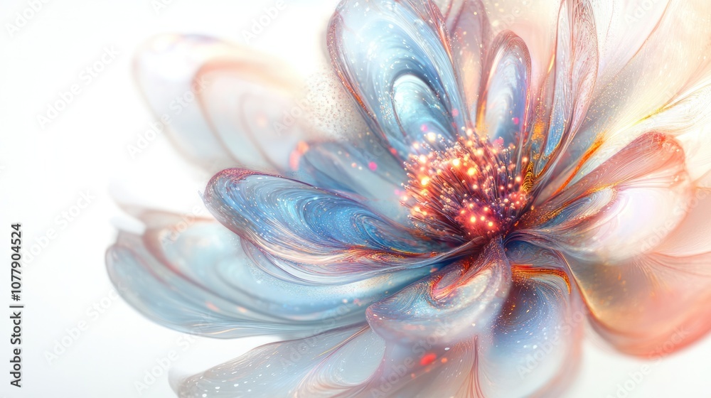 Obraz premium flower with swirling colors and geometric shapes, creating a mesmerizing effect. The flower appears to be in a state of transformation,
