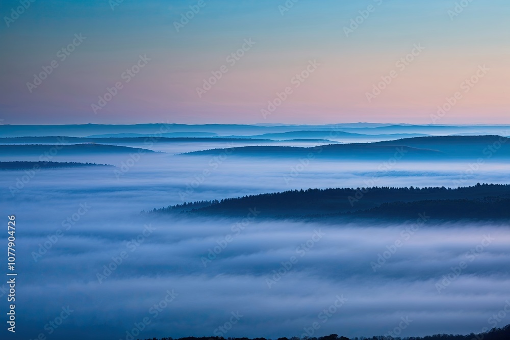 Fototapeta premium Blue Misty Horizons for a Serene and Tranquil Backdrop